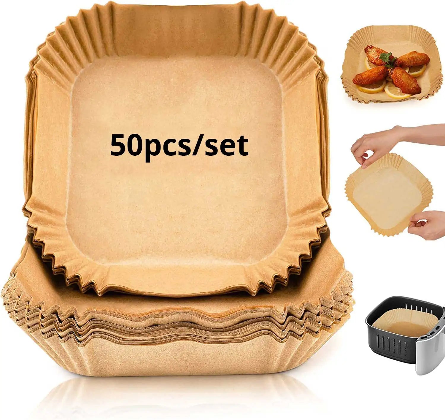 50/100/200pcs Disposable Air Fryer Paper Round/Square Special Paper Food Silicon Oil Paper Air Fryer Liners Baking Paper