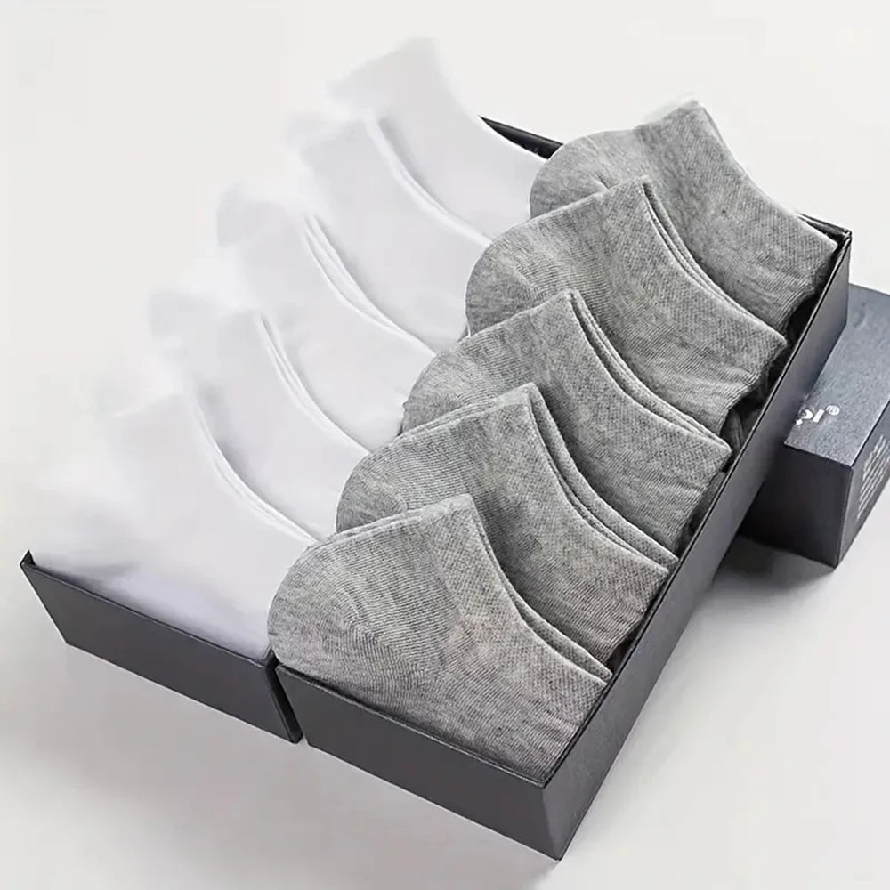 10/40 Pairs Men's Boat Socks Business Sport Sweat Absorption Mature Summer Autumn Solid Color Non Pilling Versatile Ankle Socks