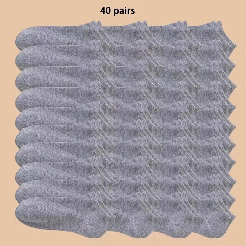 10/40 Pairs Men's Boat Socks Business Sport Sweat Absorption Mature Summer Autumn Solid Color Non Pilling Versatile Ankle Socks