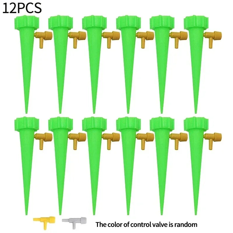12PCS Garden Automatic Watering System Flower Plants Self Watering Drip Irrigation System Adjustable Auto Water Dripper Device